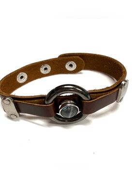 Mini snap leather bracelet cuff Handmade 12mm snap SB12